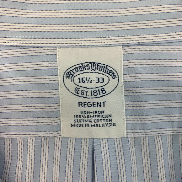 Brooks Brothers Regent Shirt Mens 16 1/2 Breeze Supima Cotton Non Iron Button Up - Picture 6 of 12